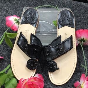 Jack Rogers Classic Jacks Black Leather Sandals 8M